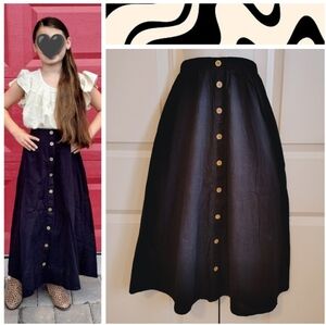 Black Cotton Maxi Skirt